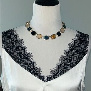 White House Black Market blue Gold and Black  Necklace